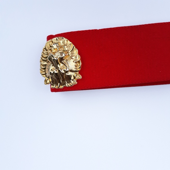 Vintage Red Belt with Golden Lion Heads main image 12